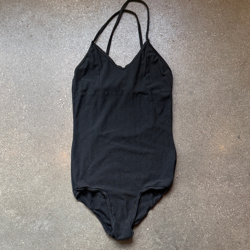 Classic Black V-Neck Women's Bodysuit